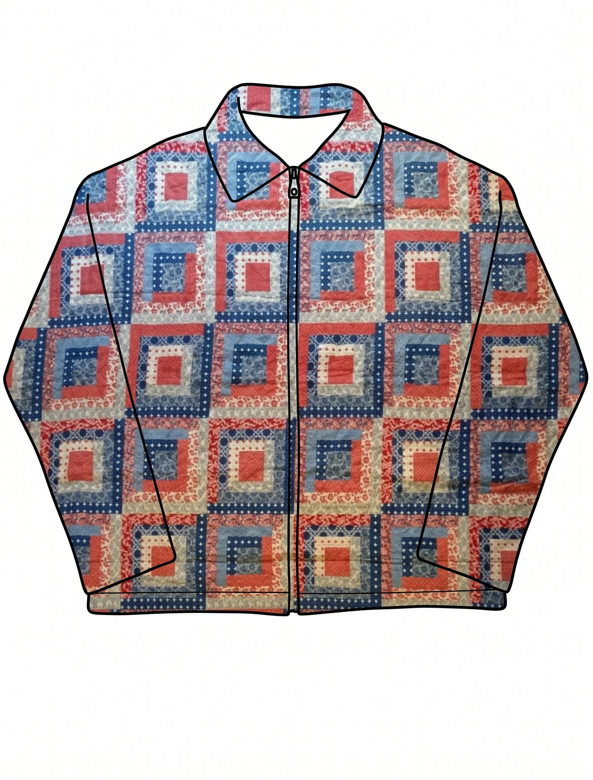 Log Cabin Manufactured Quilt Hoodie/Jacket