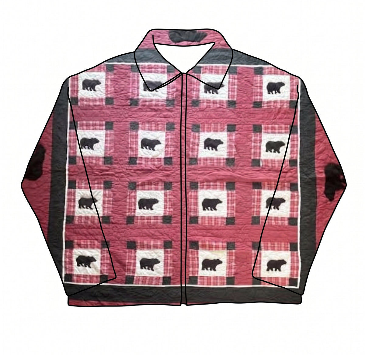 Rustic Lodge Bear Appliqué Quilt Hoodie/Jacket